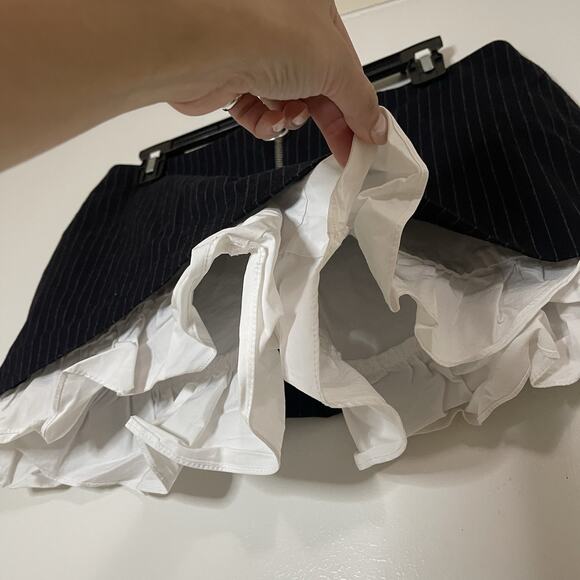 ZARA The Cathy Low Waisted Mini Skort black stripe ruffle hem medium - Picture 2 of 5